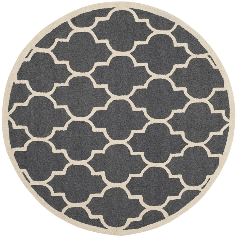 Cannen Hand Tufted Wool Geometric Rug, Round 6'