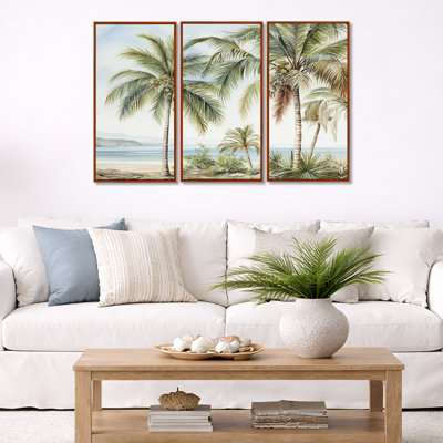 Palms Palm Trees On The Beach V - Palms & Palm Trees Wall Art Living Room Set