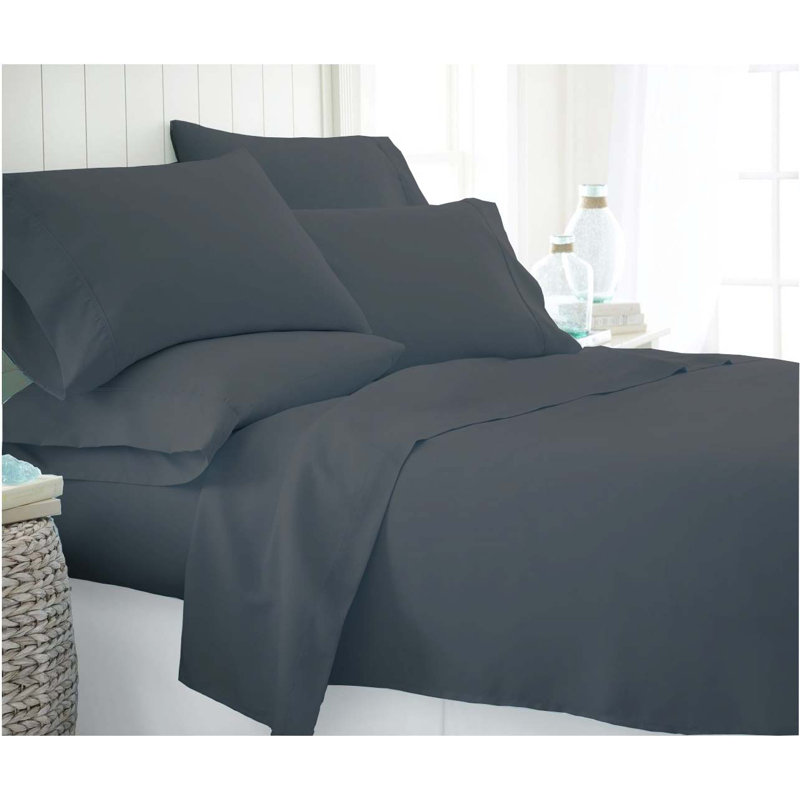  Ensemble de literie douillette en microfibre double 6 pièces 1600 Series, Double, Gris foncé