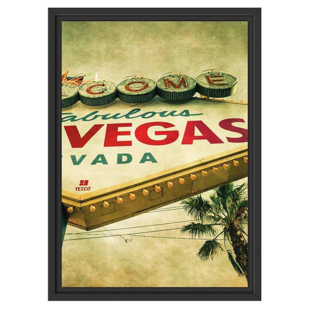 Gerahmtes Wandbild Las Vegas Schild