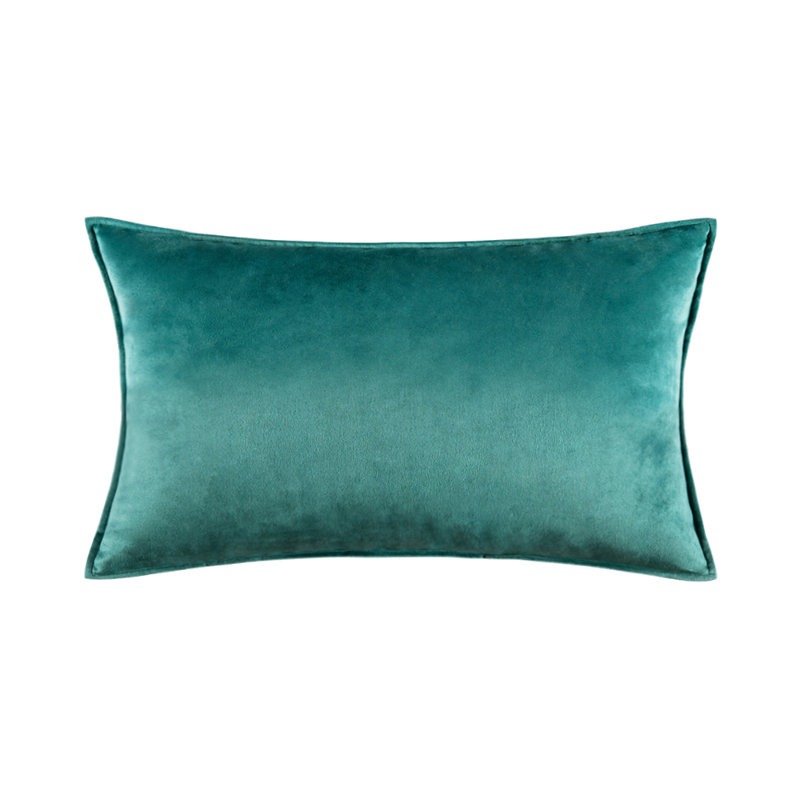  Housse et insert de coussin carré en velours, Bleu sarcelle, H 14 po x l 20 po x P 4 po, polyester