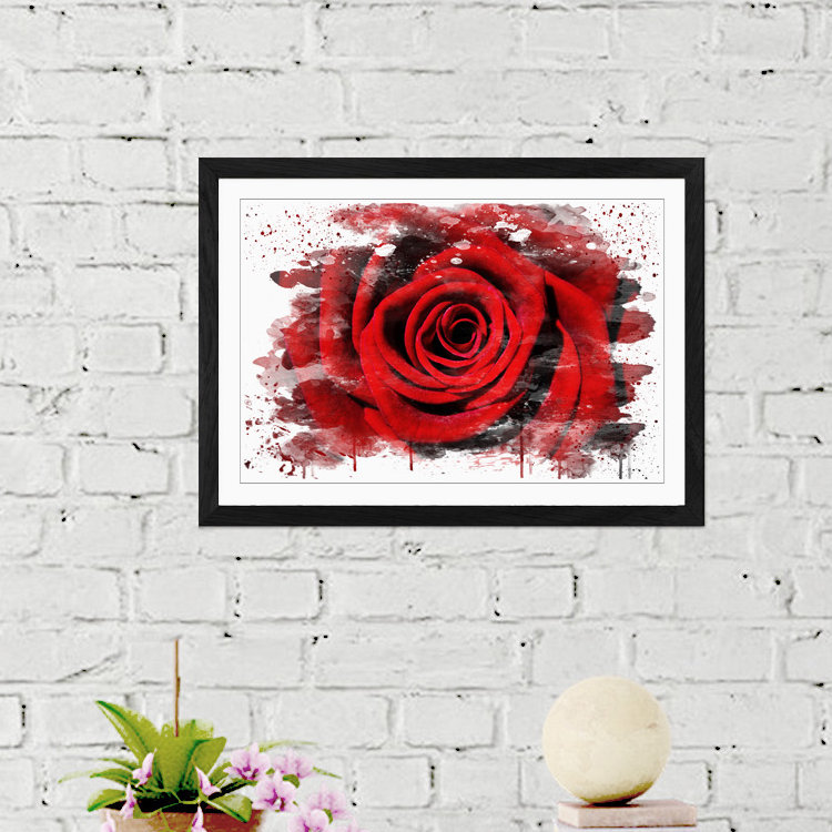 Red Rose Flower - Wall Art, 45cm H x 62cm W, Framed Picture
