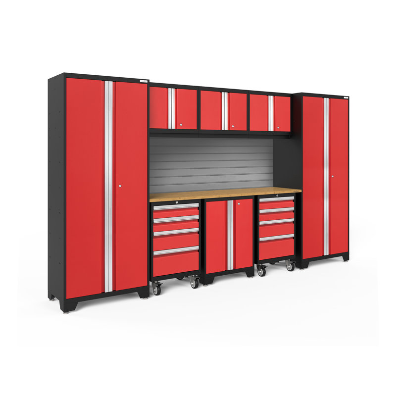 Bold 3.0 Series 9 Piece Complete Storage System, Red, No Light, Bamboo