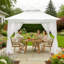 Pavillon de jardin escamotable 11 pi x 11 pi avec moustiquaire, auvent à deux niveaux robuste, structure en métal pour la cour et la terrasse-129034630