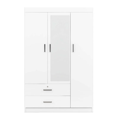3-Door Mirror Wardrobe with shelves