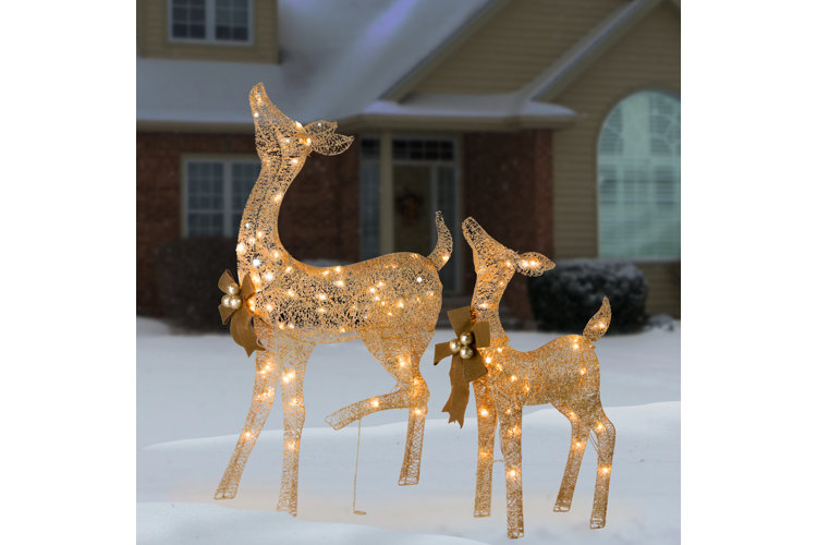 Fawn & Doe with LED Lights