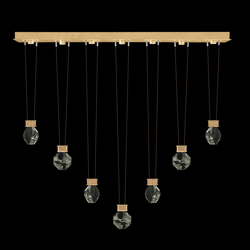 Luminaire suspendu linéaire l 60 "avec charme Aria 4, Or brossé