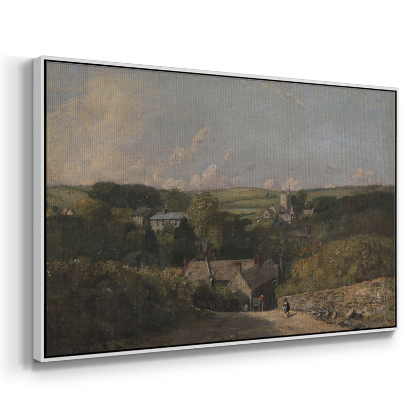 "Vintage Landscape -DXCII" sur toile, Cadre flottant blanc, H 25 po x l 37 po x P 2 po