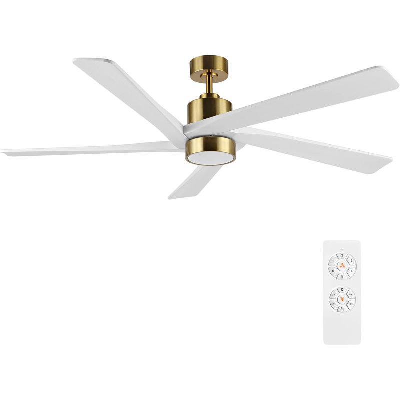 Krishona 54'' Ceiling Fan with LED Lights, Gold with White Blades