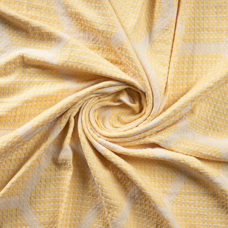 Jeté en coton tissé, Jaune géométrique