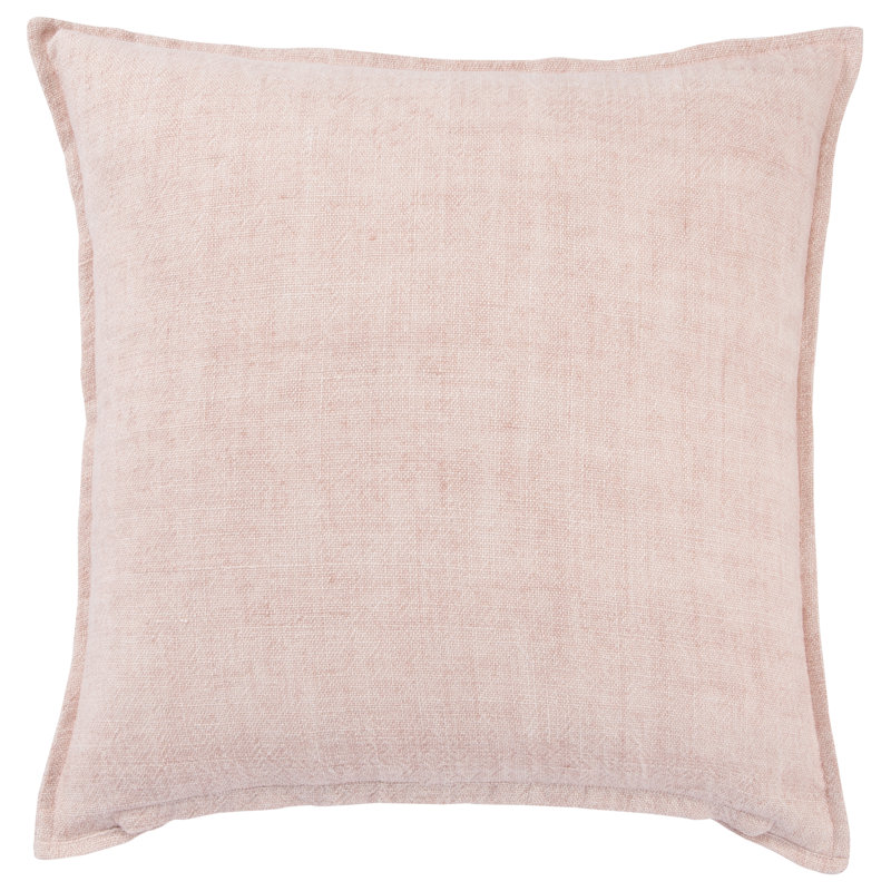 Housse de coussin en lin 22 po Avey, Rose clair