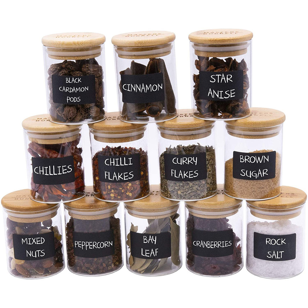 Belfry Kitchen 150ml Glass Storage Jars With Bamboo Lids (Set of 12)