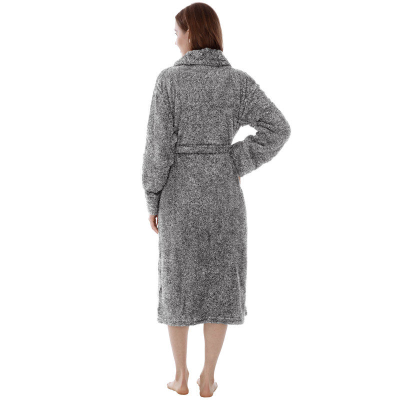 Peignoir en polaire pour femmes avec poches Lamartine, Gris chiné, S