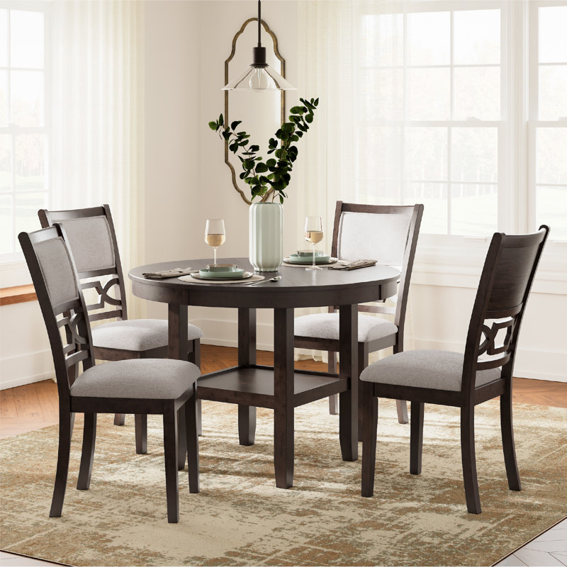 Leangelo 4 - Person Four Leg Dining Set, Black, Black, Black/Gray