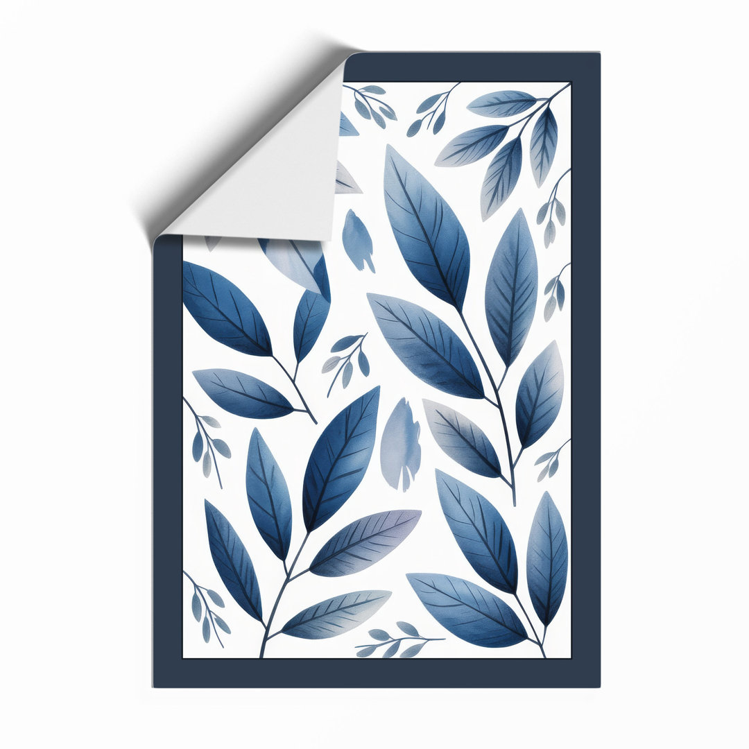 Blue Leaf Pattern Botanical Framed Art Print