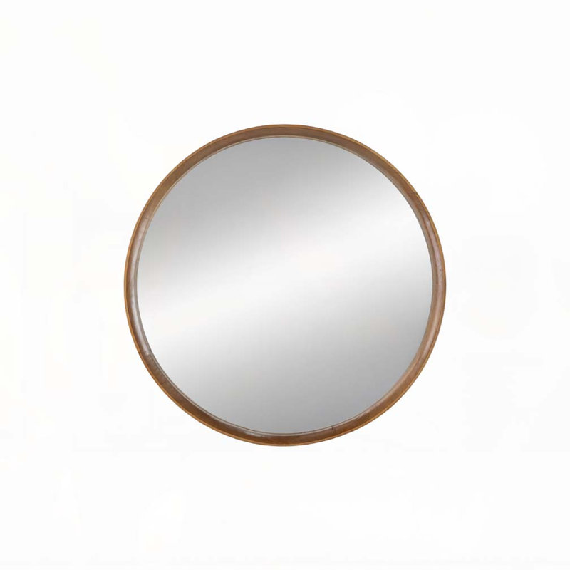 31.5" Round Pine Wood Mirror