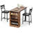 Space Saving Dining Table Set for 2, Foldable Counter Height Table with 3 Tier Storage and 2 Cushioned Stools-354125630