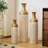 Set of 3 White & Gold Decorative Metal Floor Vases with Fan Pattern - Tall Flower Vases for Elegant Living Room Decor (32.68, 25.98, 19.69 Inch)