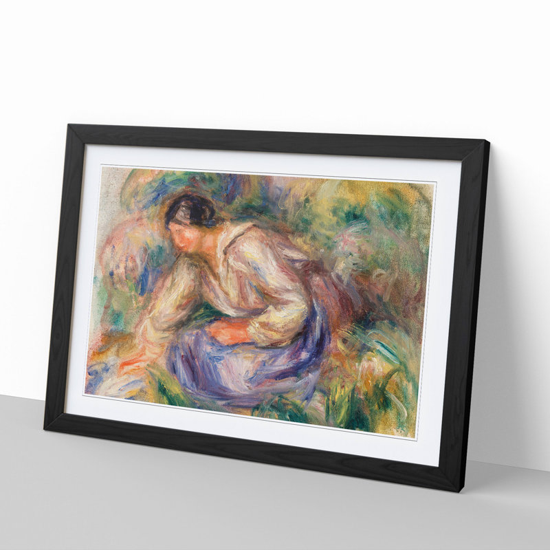Woman in Blue Skirt by Pierre-Auguste Renoir - Picture Frame Painting, Black, 65cm H x 90cm W x 2cm D