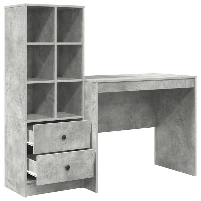 Desk With Storage With Drawer 2 Pcs 90 X 50 X 76 Cm, Concrete Grey