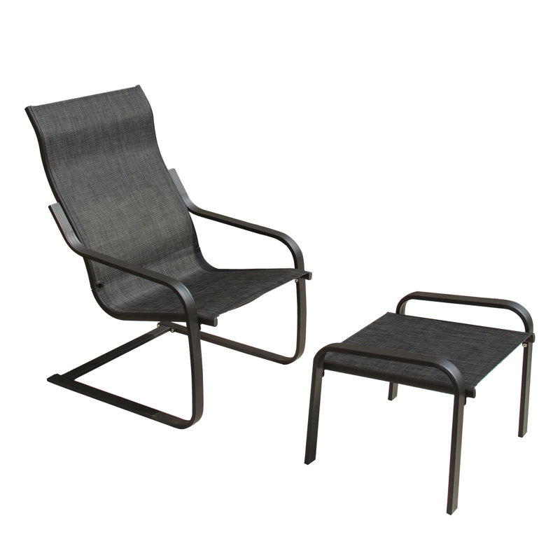 Outdoor Patio Bistro With C Spring Chair & - Metal For Porch, Deck, Garden Quick Dry Textile, Breathable Fabric, Non-Skid Pads, Curved Supportive Armrest Motion And Use. Construction, All-Weather