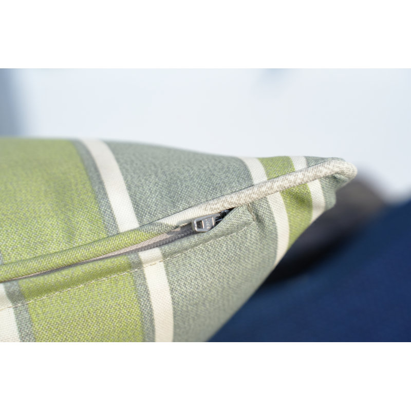Housse et insert de coussin intérieur / extérieur en polyester , 16,54 po x 16,54 po x 6,1 po, Vert rayé, Fibre