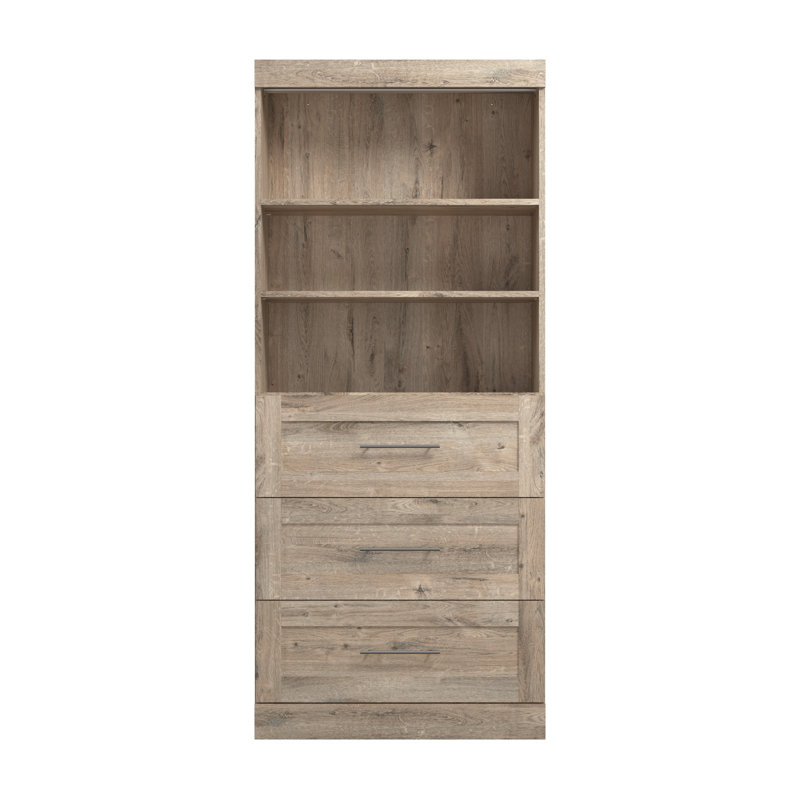 Arlex 36W Closet Organizer System with Drawers, Rustic Brown