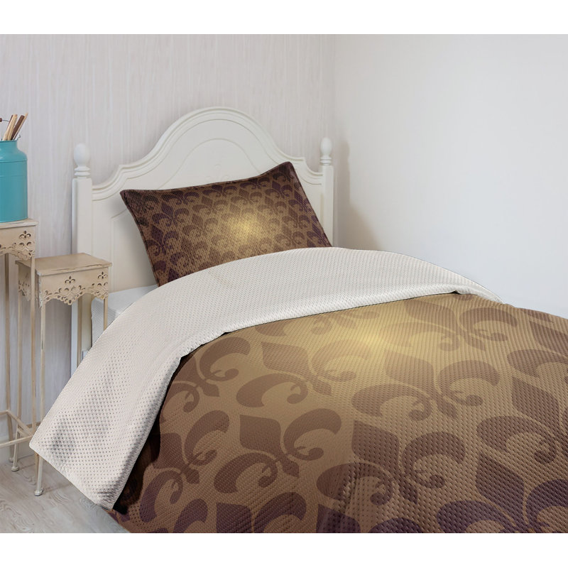 Twin Brown Quilted Polyester Bedspread Set