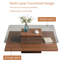 Table basse moderne carrée avec plateau en verre trempé transparent et tablette de rangement-1865608529