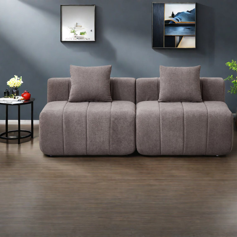 Canapé modulaire en chenille gris 2 places pour la maison