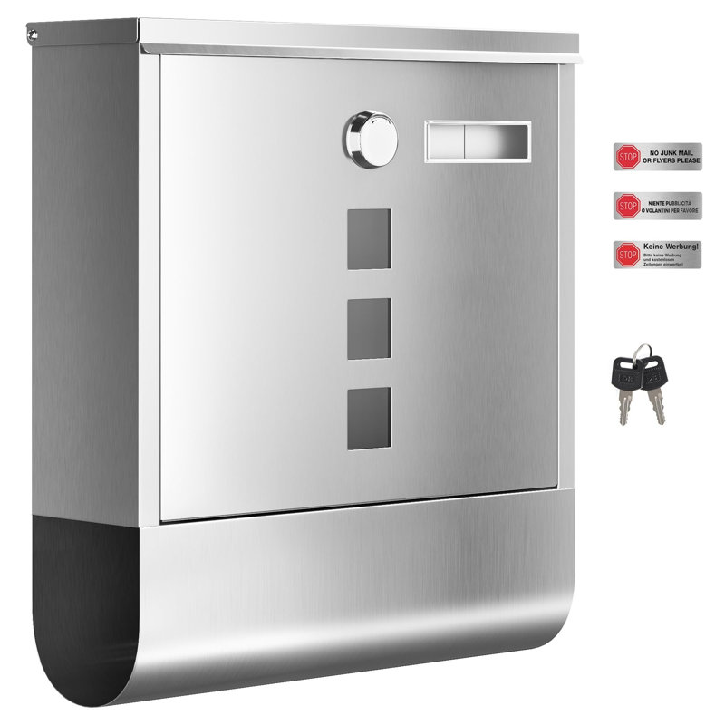 Steel Wall Mounted Post Box, Silver