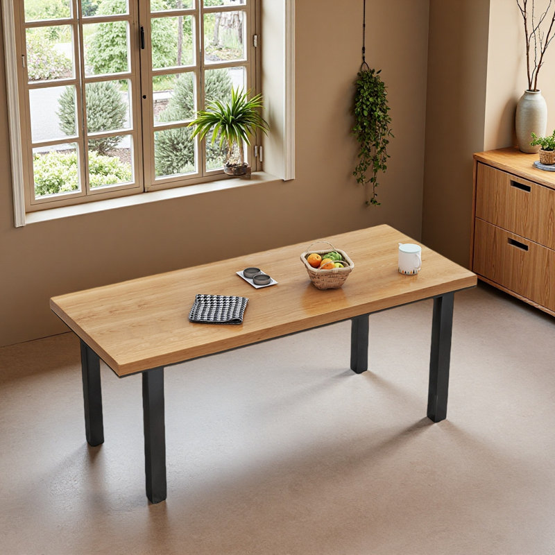 Table de salle à manger rectangulaire en bois massif épaissi, 29.53"H x 78.74"L x 31.5"W 