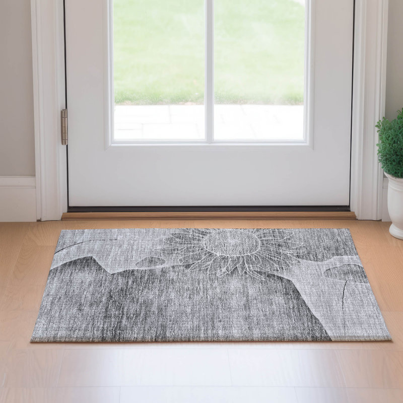 Premium Machine Washable Prisco Gray Rug, Rectangle 1'8" x 2'6"