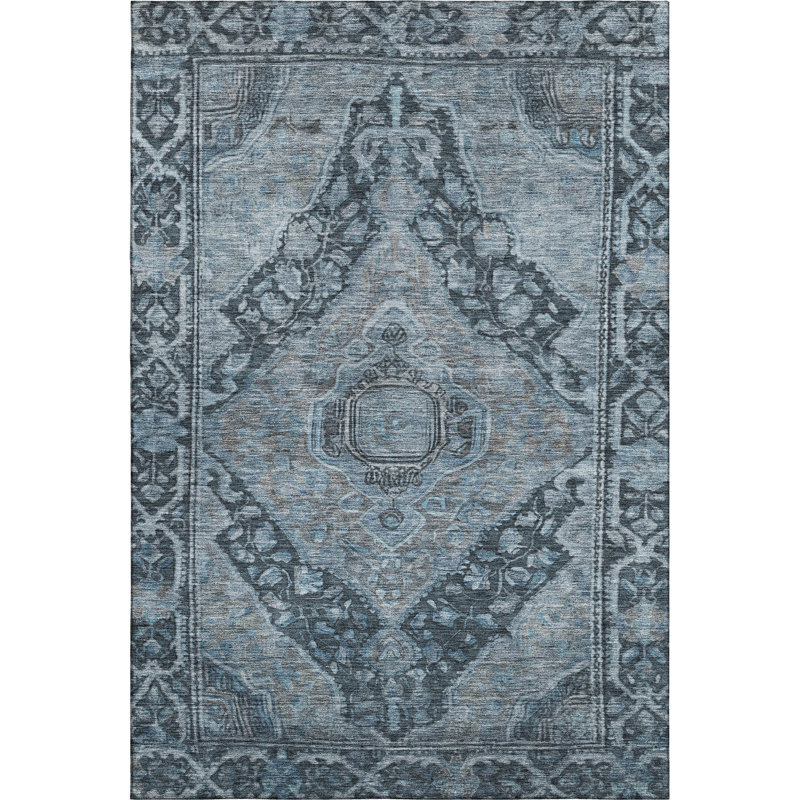 Premium Machine Washable Lubbers AMF1761 Border Rug, Rectangle 10' x 14'