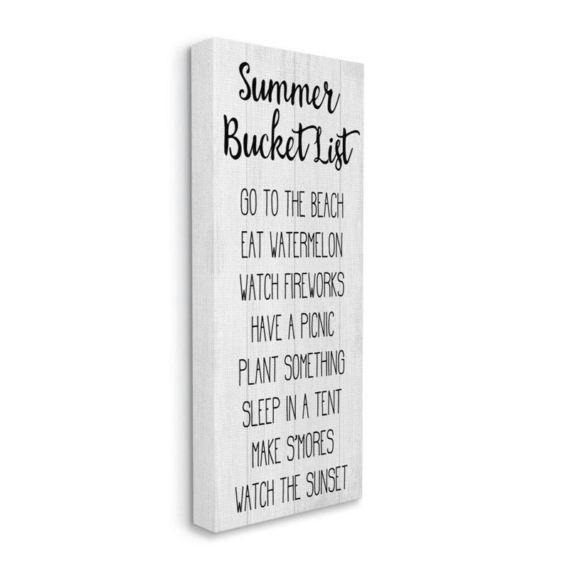 «Rustic Summer Bucket List Sign Outdoor Goals» par Daphne Polselli - impression d'art textuel, Toile tendue