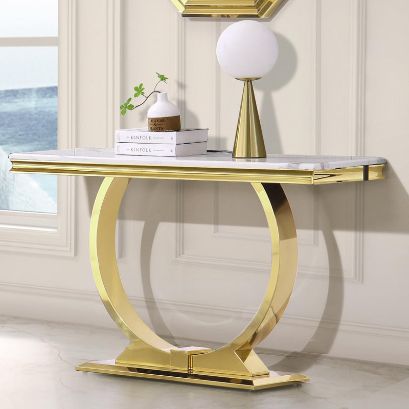 Dayra Console Table, White/Gold