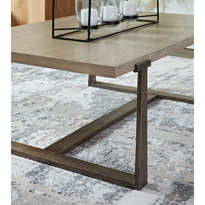 Dalenville Rectangular Black and Gray Wood Metal Coffee Table