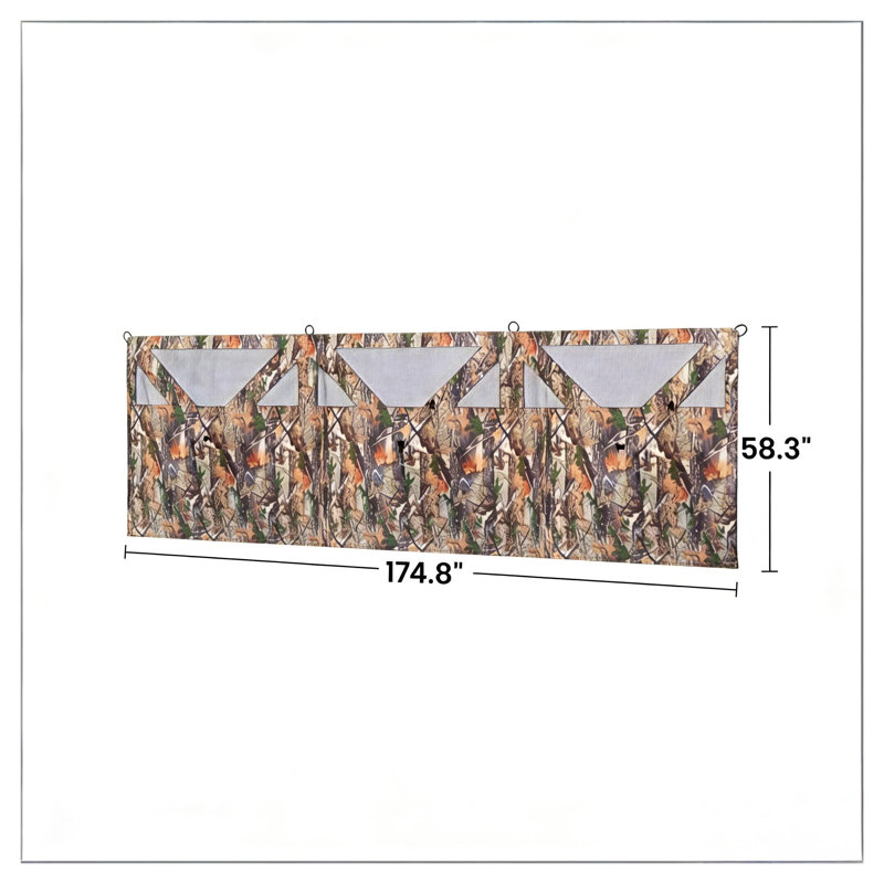 Store de chasse à 3 panneaux Camouflage avec installation de style Hub et filet transparent