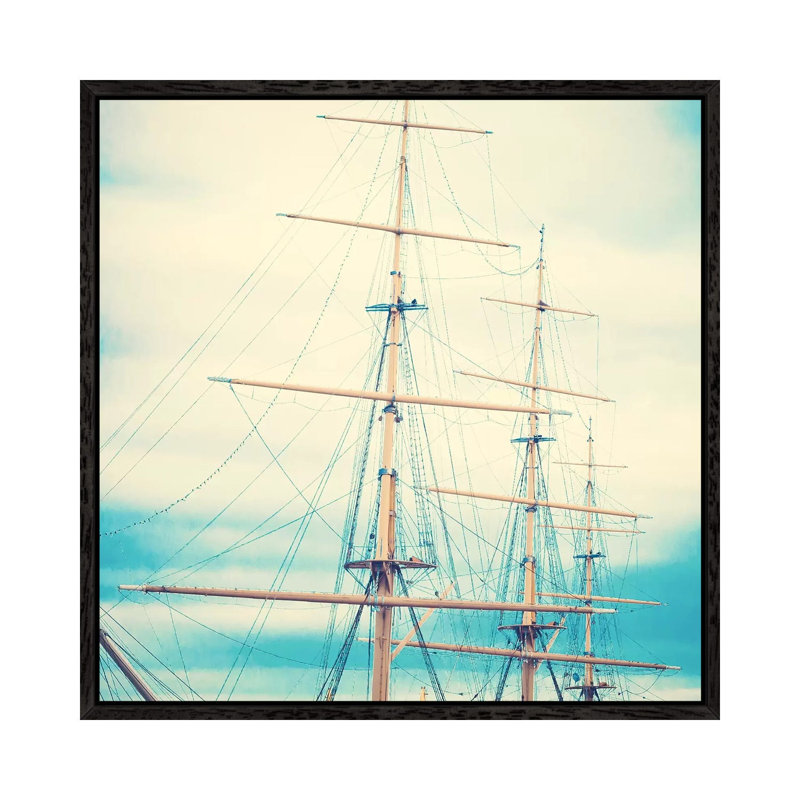 Masts by Caroline Mint - Print on Canvas, 45.72 cm H x 45.72 cm W, Black Framed