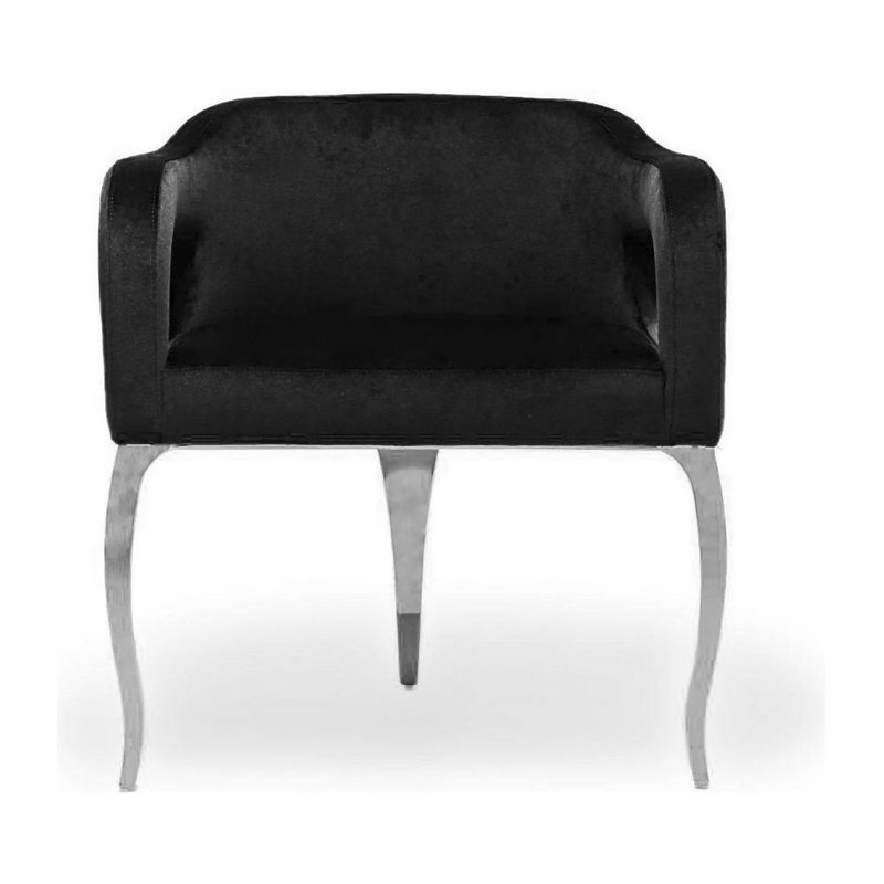 Iseminger 19'' H Velvet Upholstered Armchair, Black, Silver