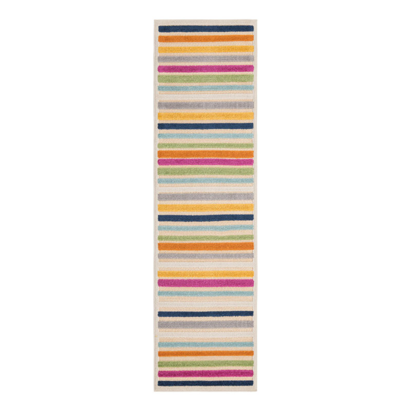 Tapis rayé beige / orange intérieur / extérieur, Tapis de couloir 2 pi x 8 pi
