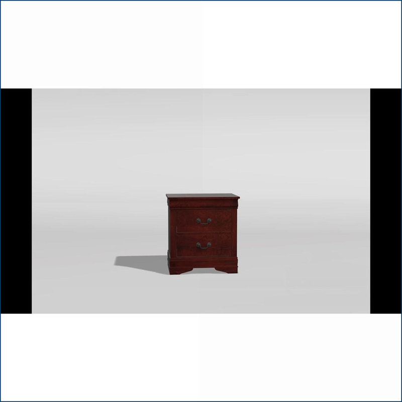 Table de chevet en cerisier massif avec queue d'aronde anglaise et poignées antiques, Rouge
