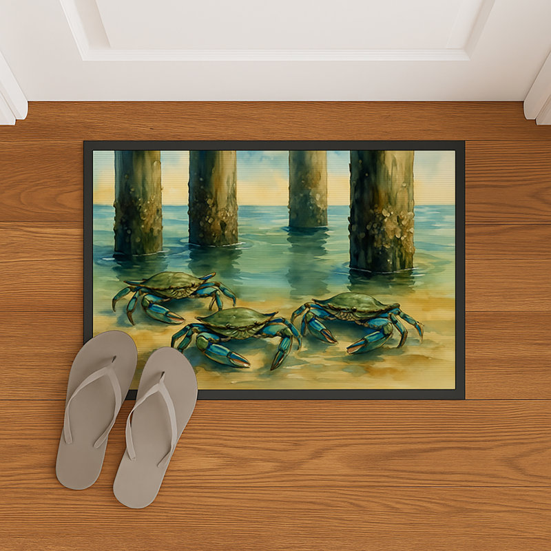 Crabs under the pier Doormat, 24" W x 36" L