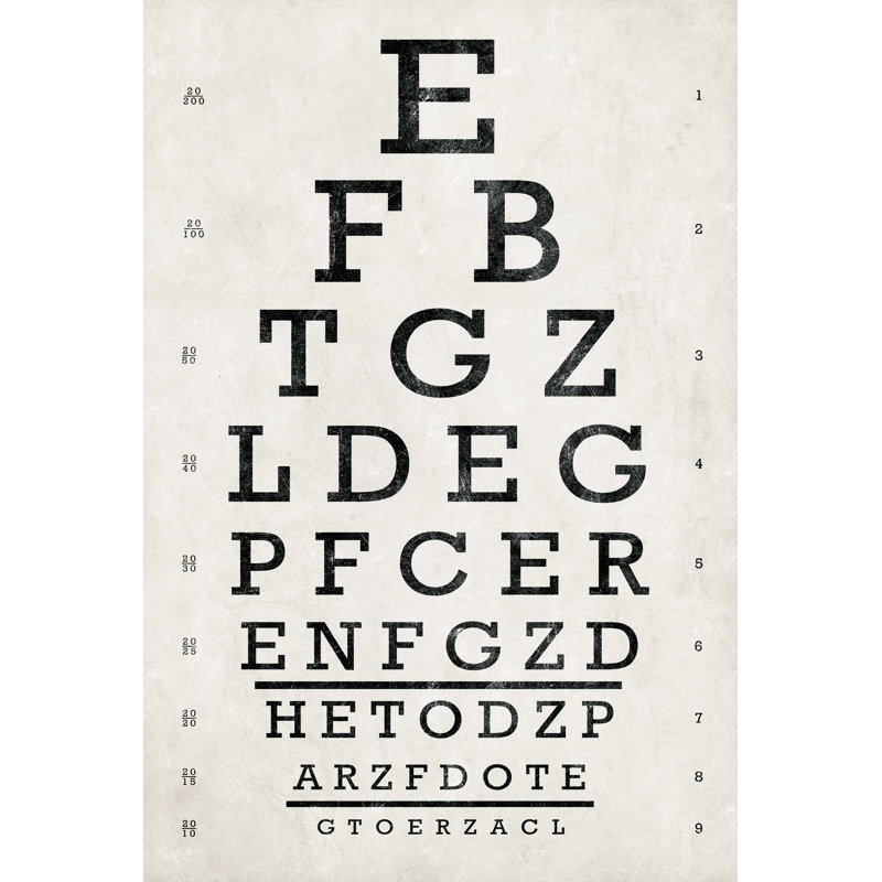 " Vintage Eye Chart ", 18" H x 12" W