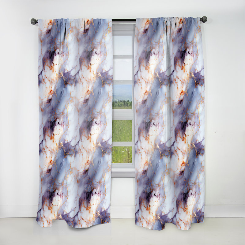 Enchanted Light Purple Marble Mist I - Abstract Marble Curtain - Velvet Room Darkening - 1 Panel, 52" W x 120" L