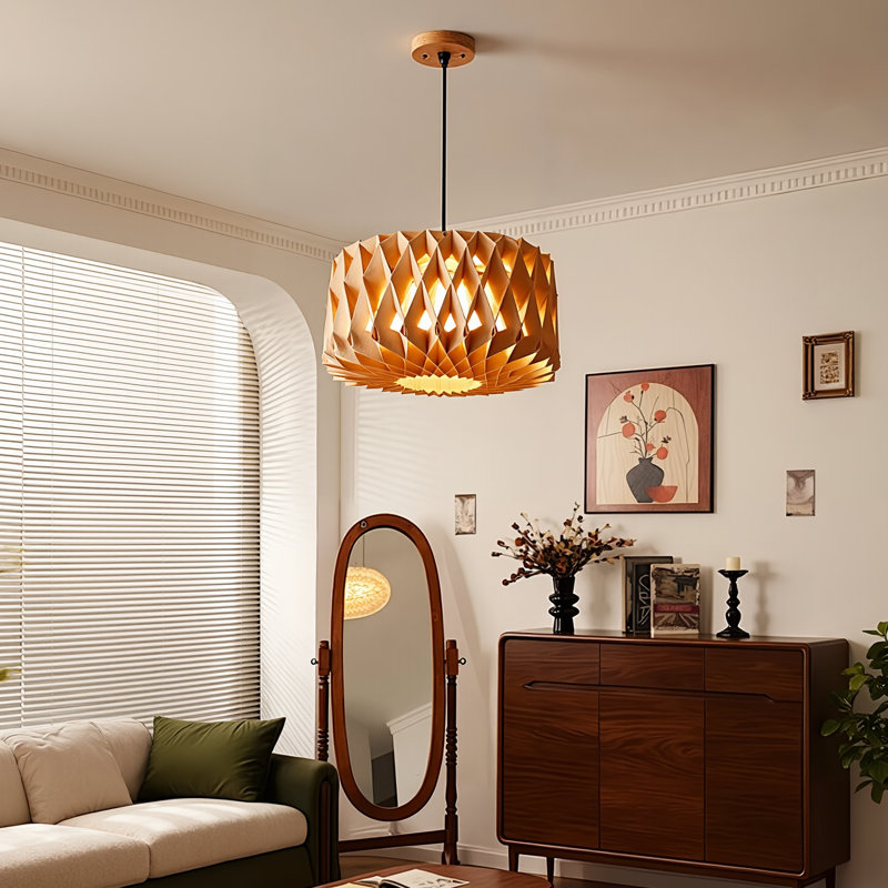 Luminaire suspendu 1 lumière en bois naturel