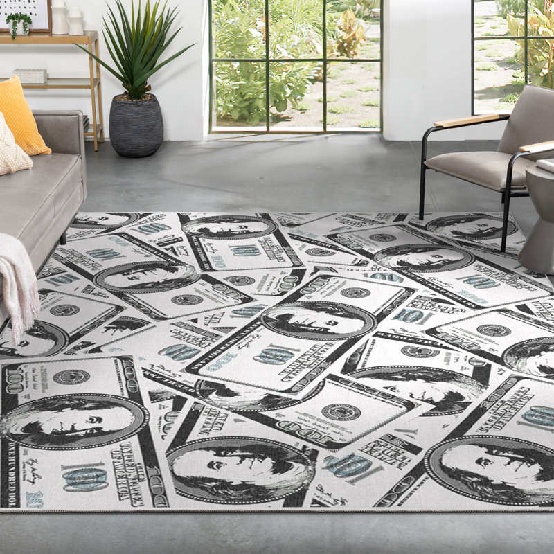  Money Dollar Stacked Modern Green Novelty Area Rug, Rectangle 9'10" x 13'