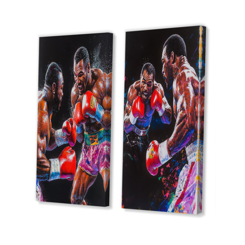 Ensemble de 2 pièces d'art mural rouge et noir «I», Ne s’applique pas, Toile tendue sur cadre, H 28 po x l 24 po