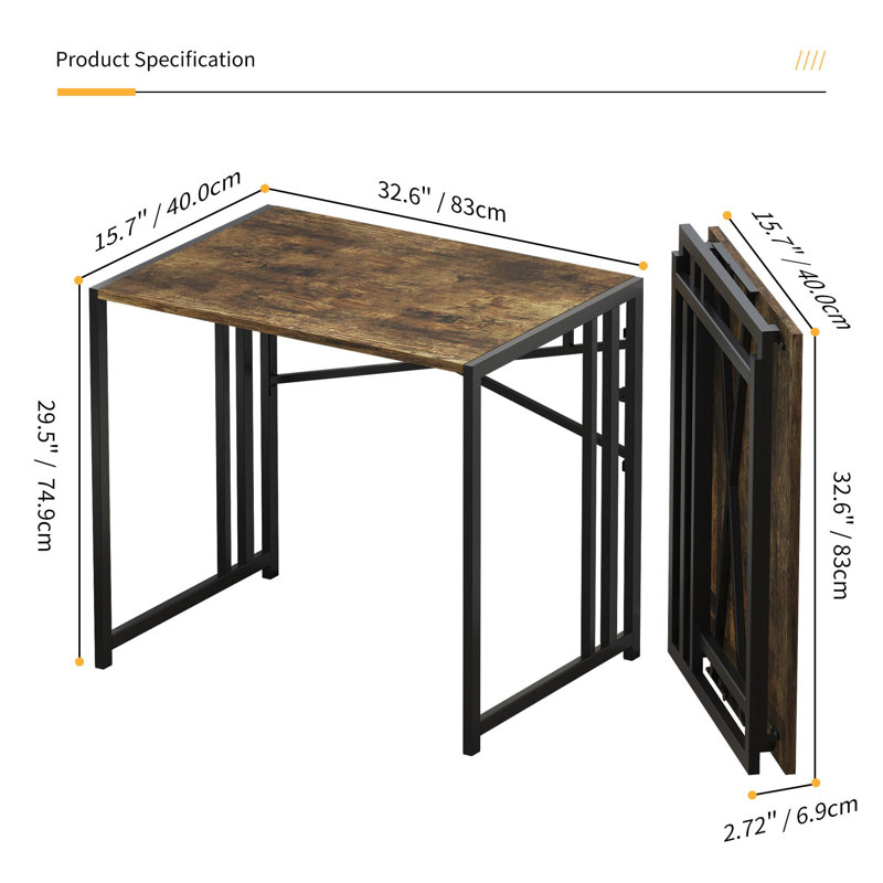 Metal Base Computer Desk, Rustic Brown/Black