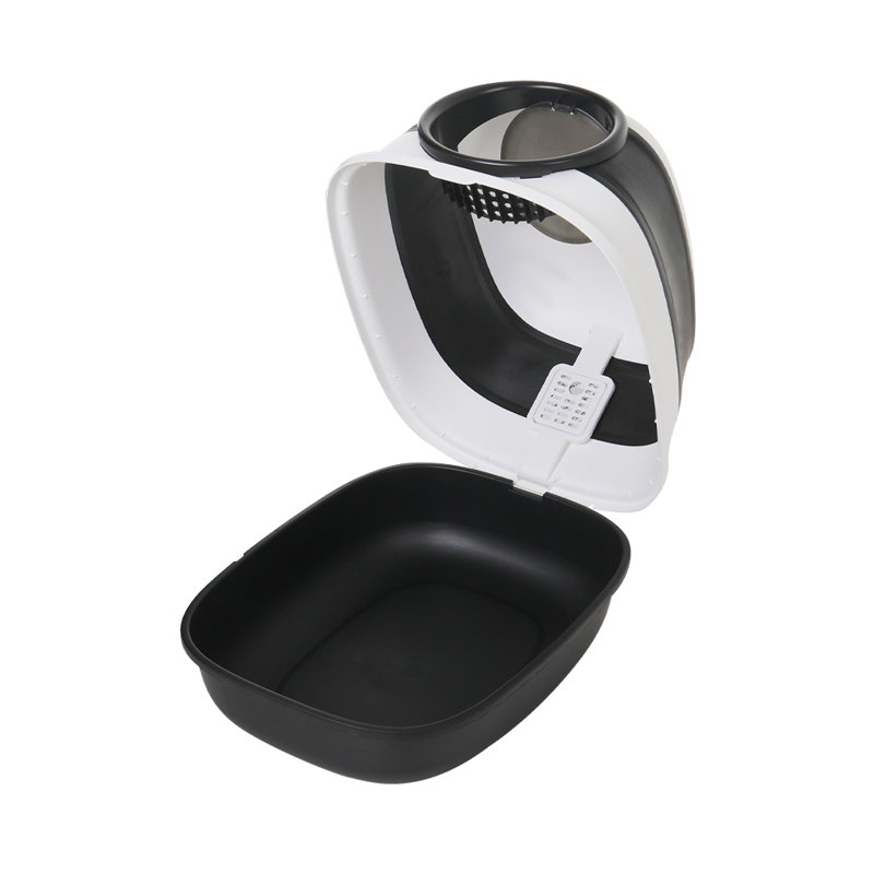 Polyethylene Plastic Enclosed Litter Box with Scoop, Black